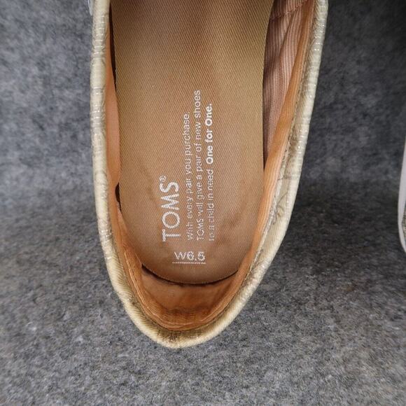 Toms Shoes Womens 6.5 Flats Slip On Casual Floral Jacquard Classics Metallic - Picture 8 of 13